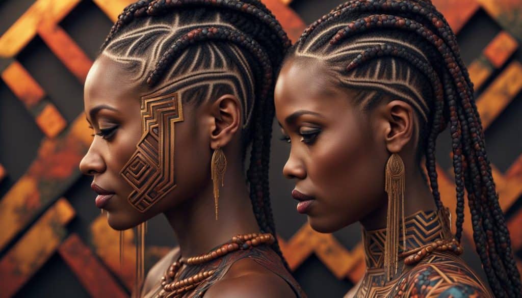 Intricate 2023 cornrows: Geometric shapes and artistic patterns redefine a classic favorite, a canvas for self-expression.