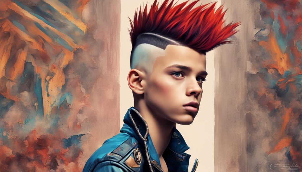 Bold Who-Hawk: Modern mohawk for boys, shaved sides, vibrant center strip. A contemporary twist on the classic Whoville look.