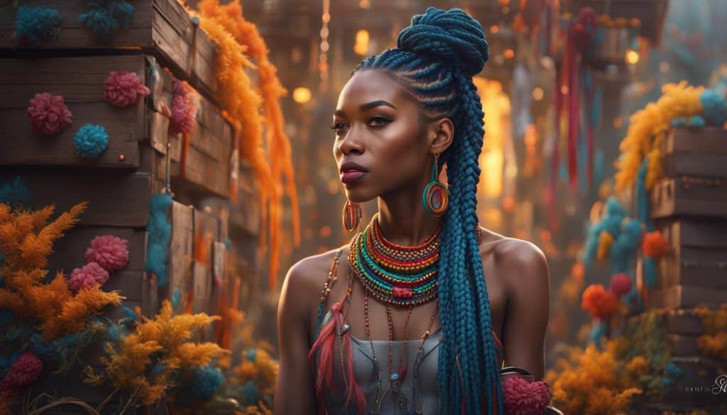 2023 Box Braids: Vibrant twists, colors, and accessories redefine classic style, making a bold statement.